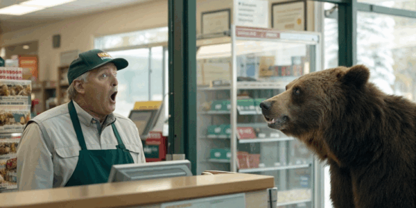 A large black bear entered a convenience store in Montana